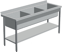 Ванна моечная сварная с полкой ВСП-3 AISI 201