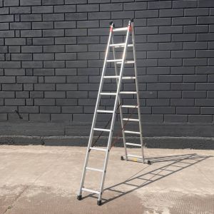 Лестница алюминиевая 5 м двухсекционная Техпром 2 х 10 ступеней