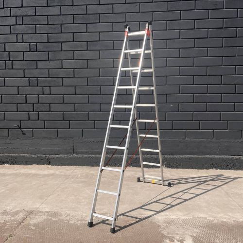 Алюмінієва драбина 5 м двосекційна універсальна  Техпром 2 х 10 сходинок
