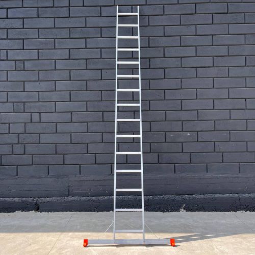 Алюмінієва односекційна приставна драбина 4 м на 15 сходинок (професійна)