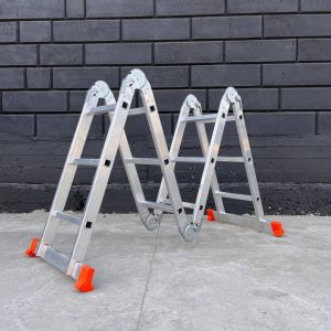 Драбина трансформер алюмінієва чотирисекційна шарнірна 4 x 3 сходинки