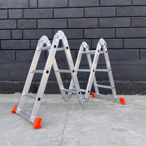 Драбина трансформер алюмінієва чотирисекційна шарнірна 4 x 3 сходинки