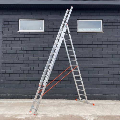 Драбина алюмінієва посилена 10.57 м трисекційна 3 х 15 сходинок 
