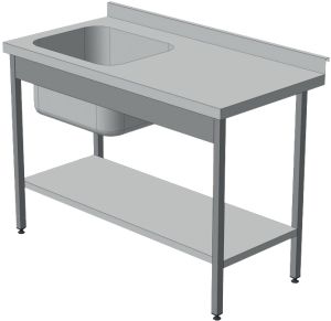 Стіл виробничий з ванною штампованою (з полицею) СППВШ-250