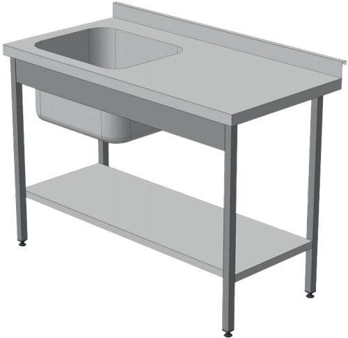 Стіл виробничий з ванною штампованою (з полицею) СППВШ-250